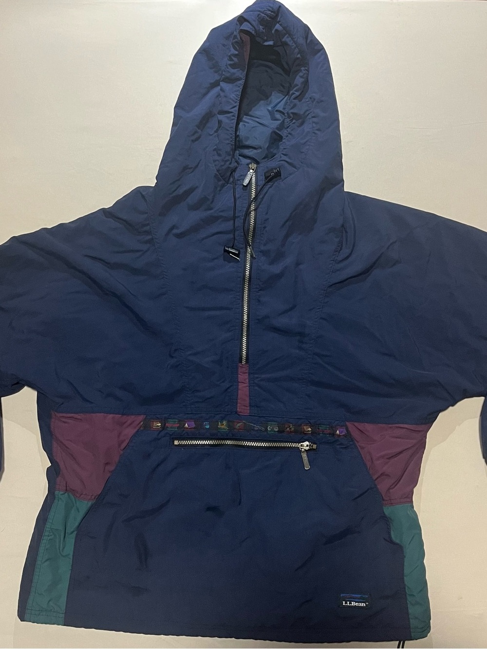Vintage 90s LL Bean Thinsulate Anorak Pullover | Colorblock Navy Unisex M/L